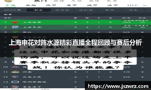 上海申花对阵水源精彩直播全程回顾与赛后分析